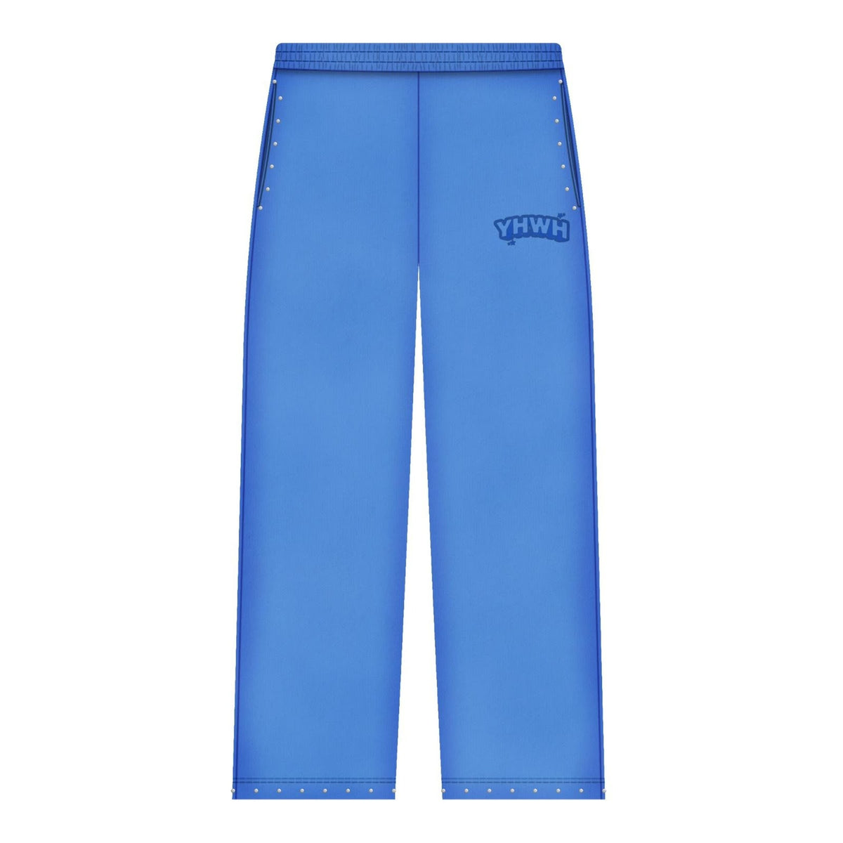 YHWH joggers for casual wear in vibrant blue color with a modern design and stylish details.