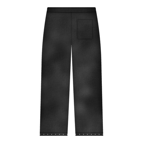 YHWH joggers for casual wear showcasing a black design with a back pocket and stylish detailing.