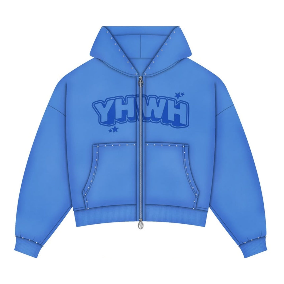 YHWH zip hoodie for everyday comfort blue